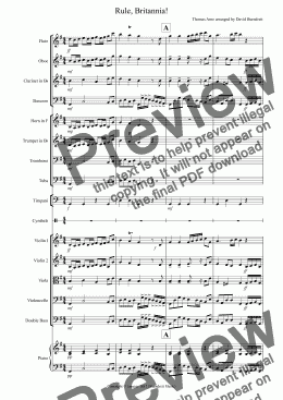 page one of Rule, Britannia! for School Orchestra