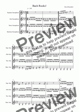 page one of Bach Rocks! For Saxophone Quartet