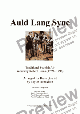 page one of Auld Lang Syne (Brass Quartet)