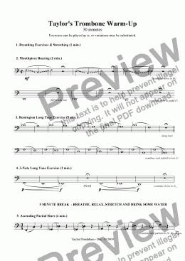 page one of Taylor's Trombone Warm-Up