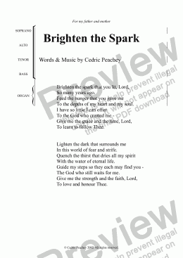 page one of Brighten the Spark - choir & organ