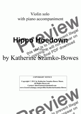 page one of Hippo Hoedown (violin solo)