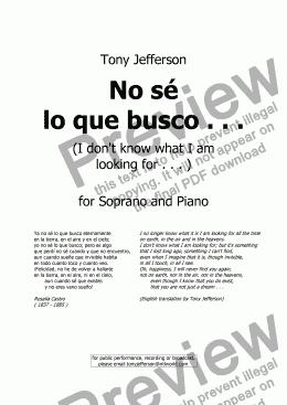 page one of No sé lo que busco . . . (I don't know what I am looking for . . . )