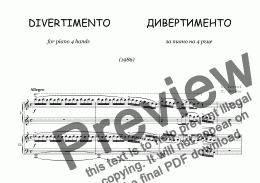page one of DIVERTIMENTO - piano 4 hands