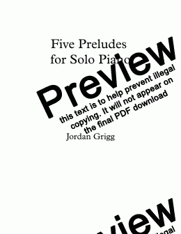 page one of Five Preludes for Solo Piano