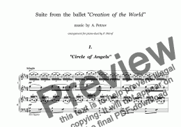 page one of A. Petrov - SUITE from the ballet "Creation of the World" - piano 4 hands