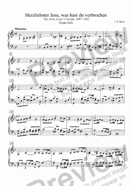 page one of Herzliebster Jesu or Ah, Holy Jesus (J. S. BACH), BWV 1093, Organ Solo for Lent / Holy Week / Communion, arr. by Pamela Webb Tubbs