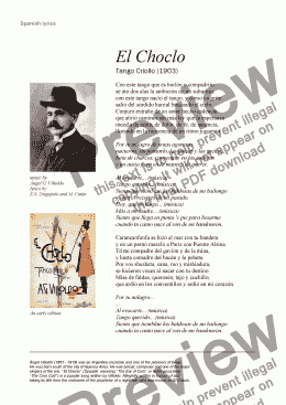 page one of El Choclo, Tango Criollo for piano (+ voice & lyrics)