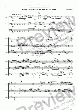 page one of SONATISSIMO for THREE BASSOONS