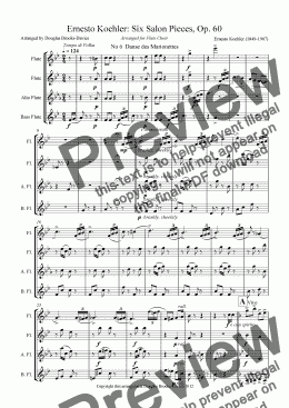 page one of Koehler, Ernesto: ’Danse des Marionettes’ (Six Salon Pieces, Op. 60) for Flute Choir (2fl, afl, bfl)