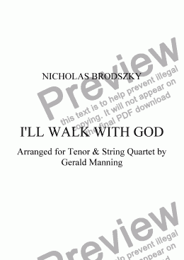page one of I’ll Walk With God arranged for Tenor and String Quartet by Gerald Manning