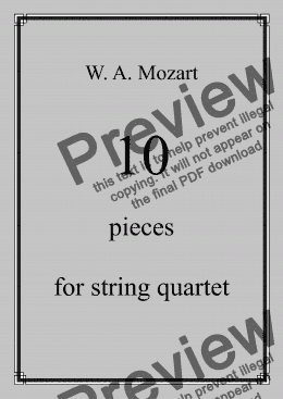 page one of W. A. Mozart - 10 pieces for string quartet - full score