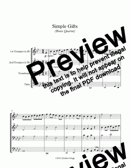 page one of Simple Gifts (Brass Quartet)