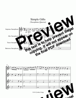 page one of Simple Gifts (Saxophone Quartet)