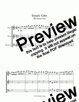 page one of Simple Gifts (Woodwind Trio)