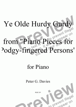 page one of Ye Olde Hurdy Gurdy from "Piano Pieces for Podgy-fingered Persons"