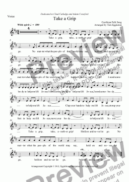 page one of Take a Grip, Voice part with chords