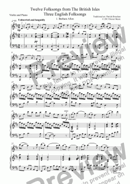 page one of Three English Folksongs for Violin and Piano 1.Barbara Allen