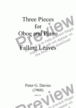 page one of Three Pieces for Oboe and Piano 1. Falling Leaves