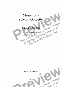 page one of Music for a Solemn Occasion for Wind Quintet
