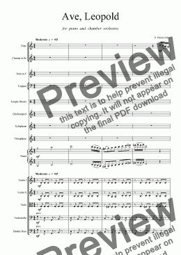 page one of AVE, LEOPOLD for piano and small orchestra - full score