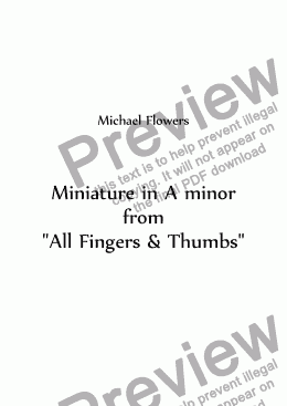 page one of Miniature in A minor from "All Fingers & Thumbs"