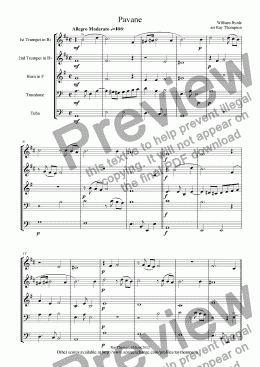 page one of Pavana (Pavane) The Earle of Salisbury (William Byrd)arr.brass quintet