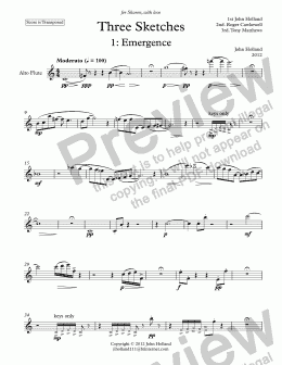 page one of Three Sketches (Solo Alto Flute, Flute and Piccolo)