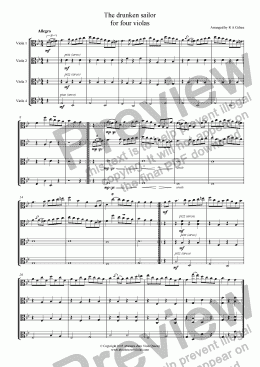 page one of THE DRUNKEN SAILOR - for viola quartet