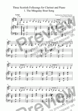 page one of Three Scottish Folksongs for Clarinet and Piano 1. The Mingulay Boat Song
