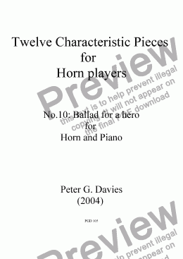 page one of Twelve Characteristic Pieces for Horn Players No.10 Ballad for a Hero