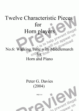 page one of Twelve Characteristic Pieces for Horn Players No.6 Walking Tune with Middlemarch