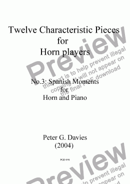 page one of Twelve Characteristic Pieces for Horn Players No.3 Spanish Moments