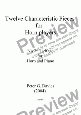 page one of Twelve Characteristic Pieces for Horn Players No.2 Heritage