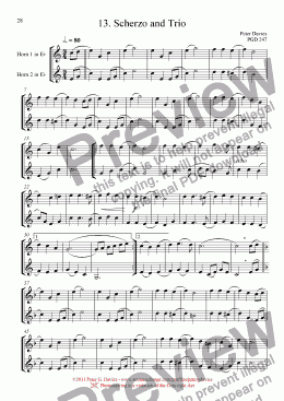 page one of Horn Duets 13. Scherzo and Trio