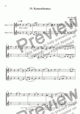 page one of Horn Duets 19. Remembrance