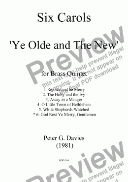 page one of Six Carols "Ye Olde and The New" 6. God Rest Ye Merry, Gentlemen for Brass Quintet