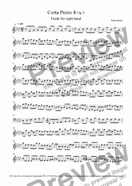 page one of Corta Pezzo 8 (Etude for right hand) piano