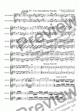 page one of Etude S1- Two Saxophone Sonata