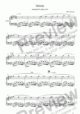 page one of Melody for Piano