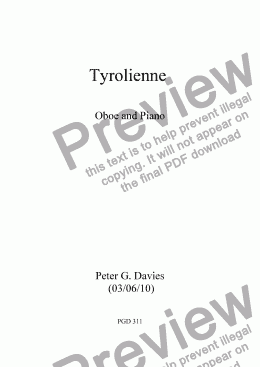 page one of Tyrolienne for Oboe and Piano