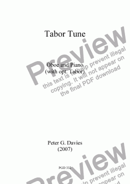 page one of Tabor Tune for Oboe and Piano