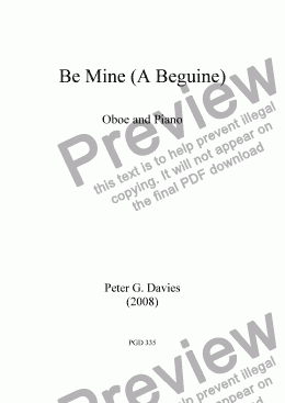 page one of Be Mine (A Beguine) for Oboe and Piano