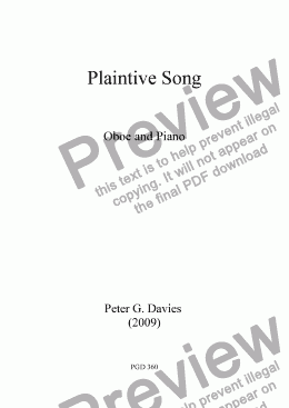 page one of Plaintive Song for Oboe and Piano