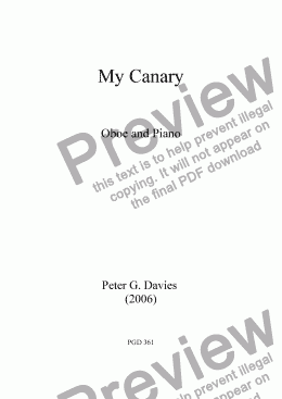 page one of My Canary for Oboe and Piano