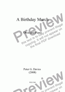 page one of A Birthday March for Oboe and Piano