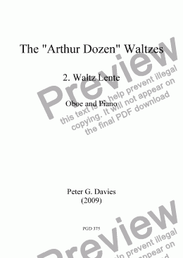 page one of The "Arthur Dozen" Waltzes 2. Waltz Lente for Oboe and Piano