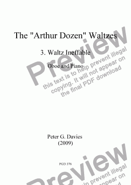 page one of The "Arthur Dozen" Waltzes 3. Waltz Ineffable for Oboe and Piano