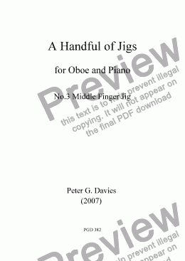 page one of A Handful of Jigs No.3 Middle Finger Jig for Oboe and Piano