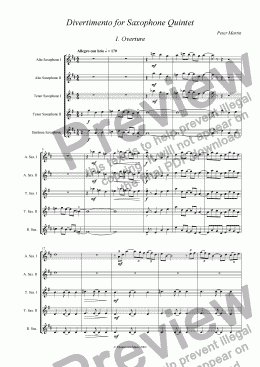 page one of Divertimento for Saxophone Quintet